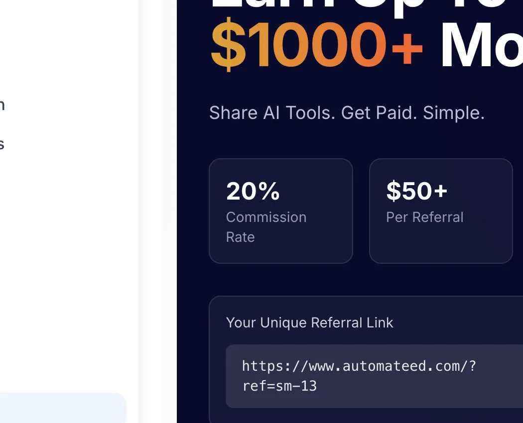 Automateed Unique Referral Link with Copy Link control