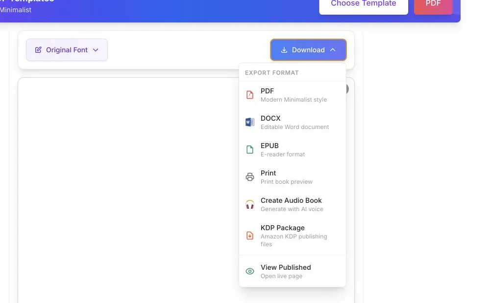 Automateed Download menu with DOCX export option