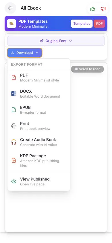 Automateed Download menu on a mobile viewport